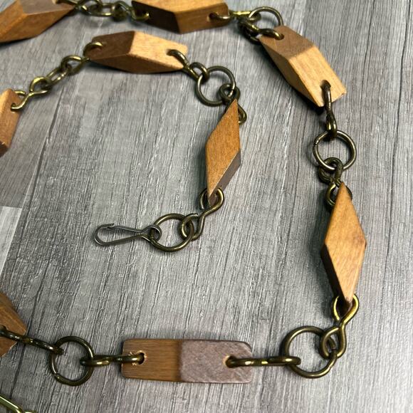 Vintage Wood Beads Chain Belt Boho 31”-41” - Picture 5 of 5